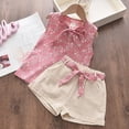 thumbnail image 5 of TOWED22 Kids Infant Girl 2pcs Sweet Summer Sets Sleeveless Tank Tops and Shorts Adorable Outfits Toddler Clothing Cotton with Pocket(Pink,5 Y), 5 of 5