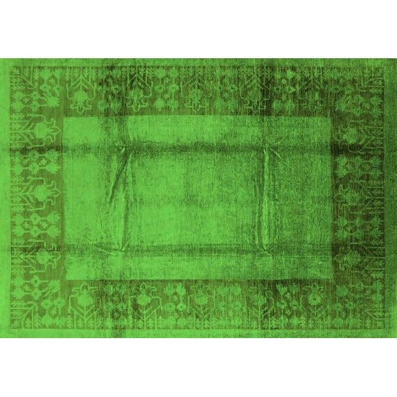 Ahgly Company Indoor Rectangle Oriental Green Industrial Area Rugs, 7' x 10'