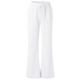 thumbnail image 3 of Women's Casual Linen Pants Drawstring Smocked Waist Oceanside Lounge Beach Trousers With Pockets, 3 of 7
