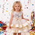 thumbnail image 2 of Wuxian Girls Tutu Sequins Dresss Sleeveless Solid Color Floral Embroidery Glitter High Waist Tulle Long Dresses Party Formal Elegant Wedding Birthday Gowns,Yellow,5-6 Years, 2 of 9