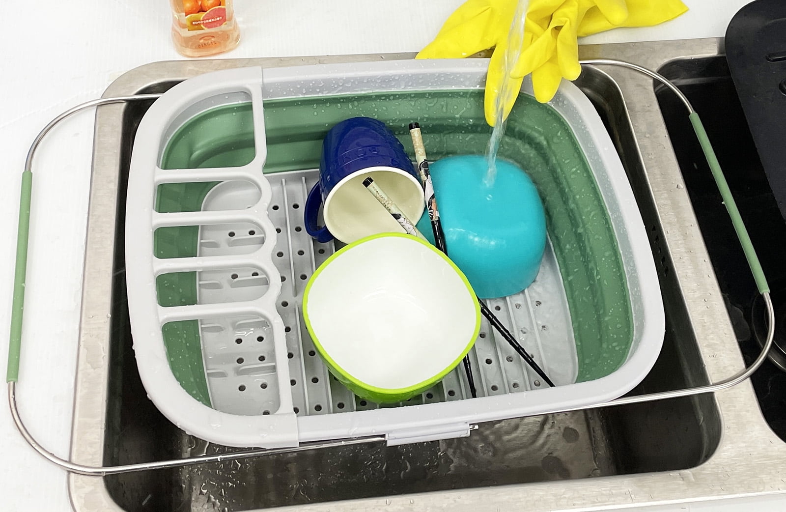 SAMMART 8L (2.11Gallons) Expandable Collapsible Dish Drainer - Foldable Drying Rack - Portable Dinnerware Organizer - Space Saving Kitchen Storage Tray