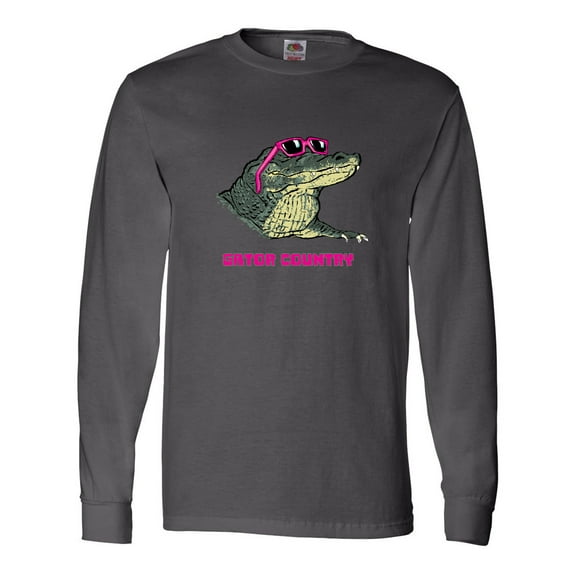 Inktastic Gator Country Sunny Gator in Pink Sunglasses Long Sleeve T-Shirt