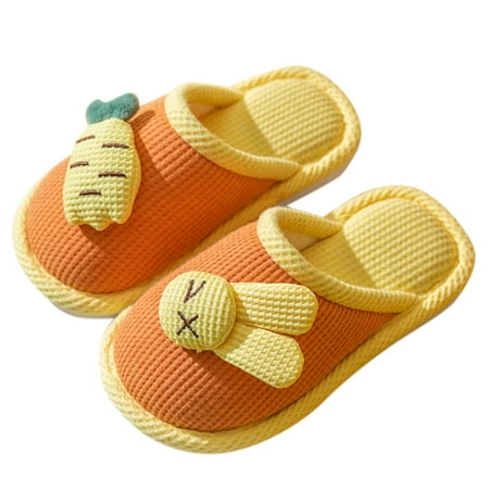 

YTIANH House Slippers Indoor and Outdoor Cotton Flax Slippers Women s and Men s Casual Soft Non- Open Toed Mute Slippers (C 2.5-3 Years)