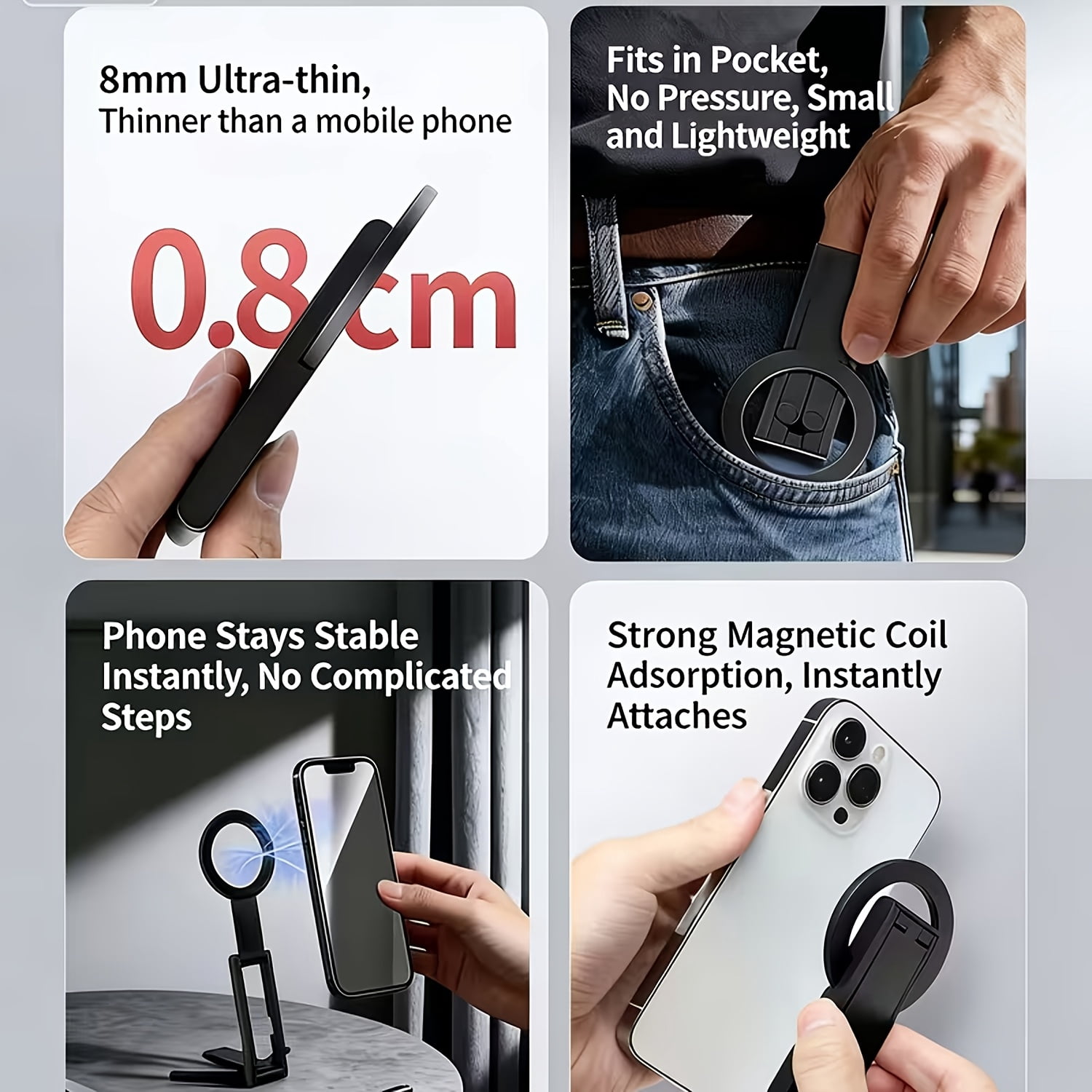 360° Rotating Magnetic Phone Tripod, Foldable for iPhone 17/16/15/14 Pro Max/Air, Adjustable Base for Vlogging, Fitness & Travel