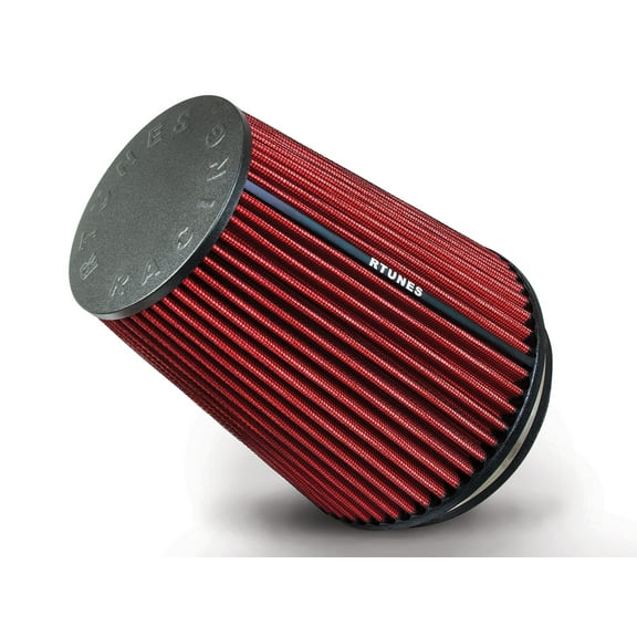Rtunes Racing RED 6" 102 mm Inlet Truck Cold Air Intake Cone Replacement Performance Washable Clamp-On Dry Air Filter (8" Tall)
