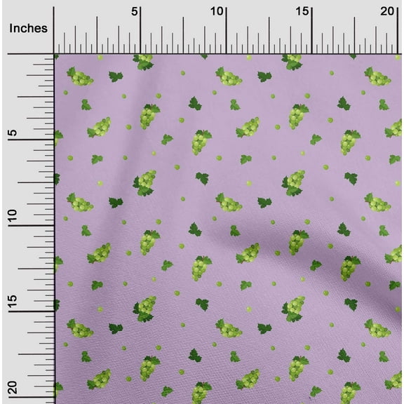 oneOone Viscose Chiffon Fabric Leaves & Grapes Fruits Printed Fabric 1 Yard 42 Inch Wide