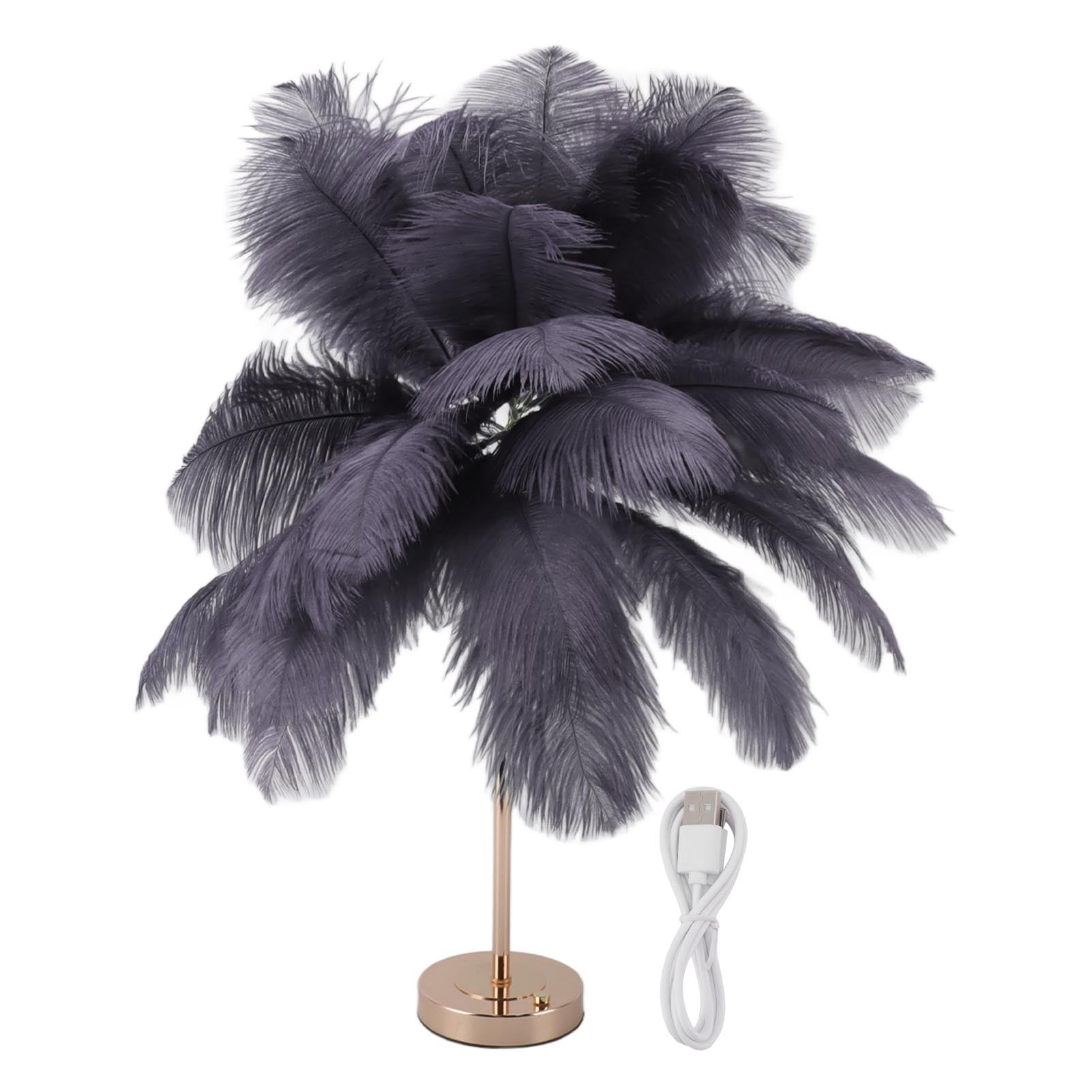 Decorative Table Lamp 30PCS Feathers USB Rechargeable Light Touch