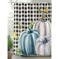 thumbnail image 2 of Fall Shower Curtain White Pumpkin Shower Curtains for Bathroom Thanksgiving Decor, Waterproof Polyester Shower Curtain Set with Hooks, Extra Long 72" x 84" Leaves Black White Plaid, 2 of 6
