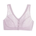thumbnail image 2 of Amidoa Front-Close Bras for Older Women Wire-Free Lace Purple Embroidered Nursing Bra Brasiers Women 95B, 2 of 6