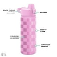 thumbnail image 3 of Simple Modern 18 fl oz Insulated Stainless Steel Summit Water Bottle with Silicone Straw Lid|Pink Checkmate, 3 of 5