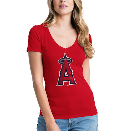 Women's 5th & Ocean by New Era Red Los Angeles Angels V-Neck Team