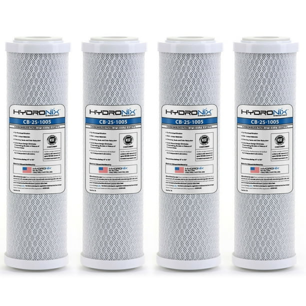 Hydronix 4 Pack Carbon Block Water Filters Coconut Shell CTO for Whole