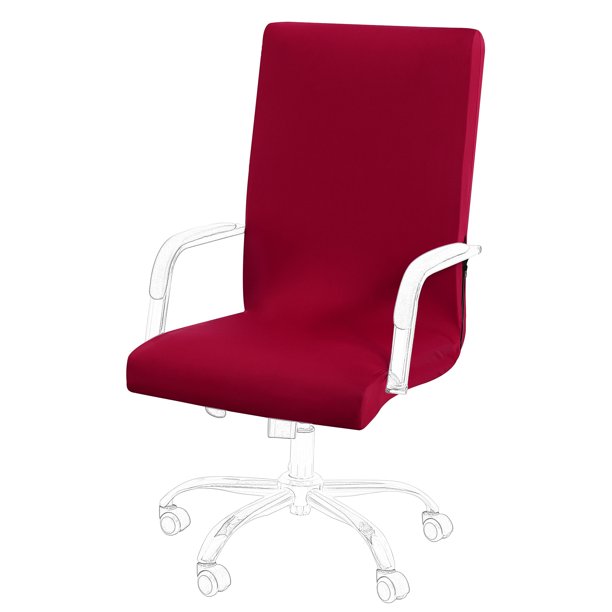 Extensible Oficina Silla Cubierta Computadora Silla Funda Desmontable con Cierres y Inferiores Tiras para Universal Rotativa Jefe Silla Espalda(Silla No Incluida) borgoña Medio