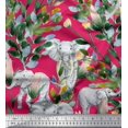 thumbnail image 1 of Soimoi polyester Crepe Fabric Leaves,Floral & Elephant Animal Printed Fabric 1 Yard 52 Inch Wide, 1 of 1