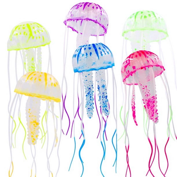 6pcs Glowing Vivid Suction Cup Aquarium Decor DIY Artificial Jellyfish Fish  Tank 