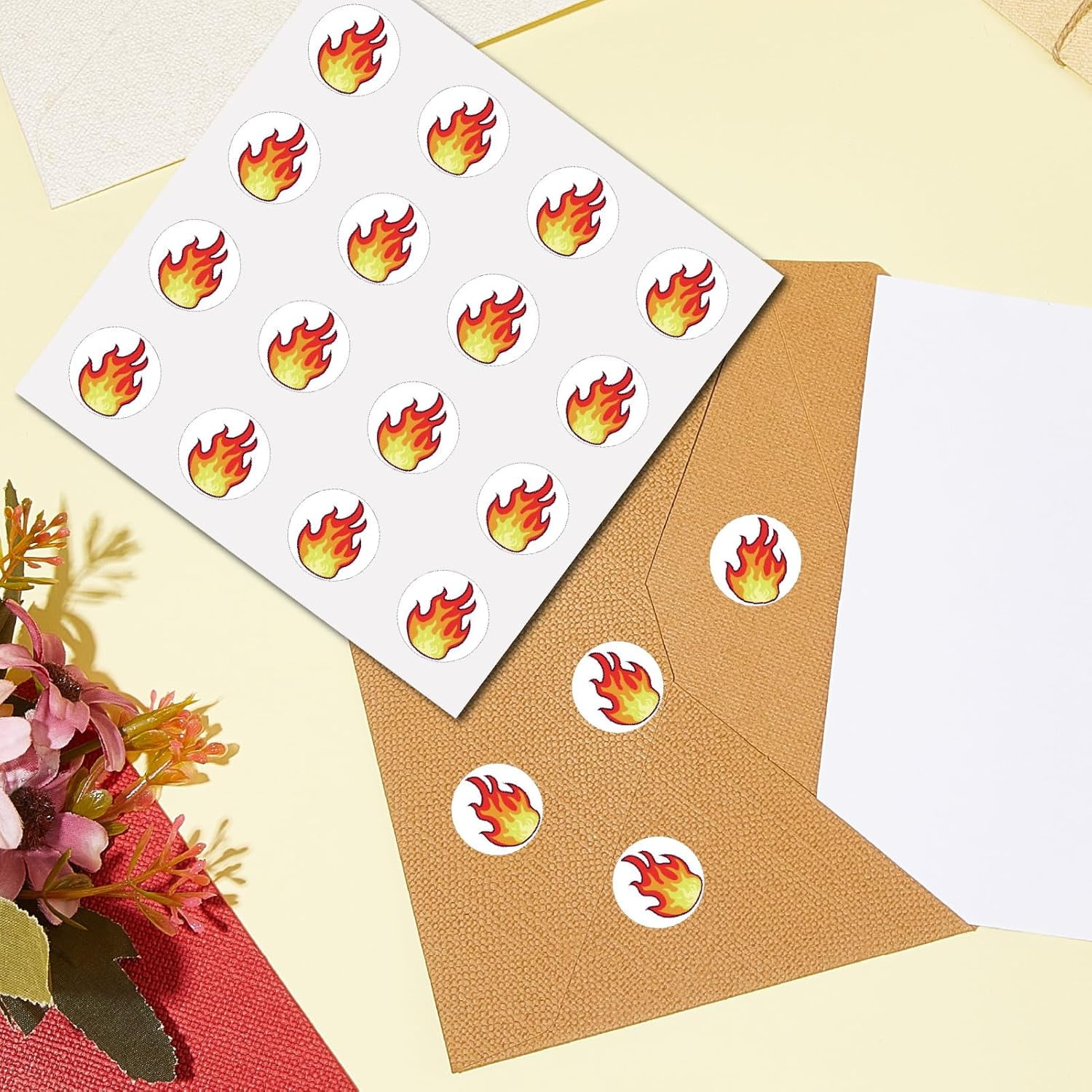 JarThenaAMCS Mini Fire Stickers – 2400 Pcs, Orange Flame Decals, 0.5 Inch, Self-Adhesive - View #7