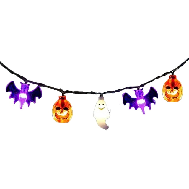 CJiaWei Halloween Lights LED 3D Pumpkin Bat Battery Operated String Lights With Timer Fairy Light For Window Indoor Outdoor Halloween Party Decorations