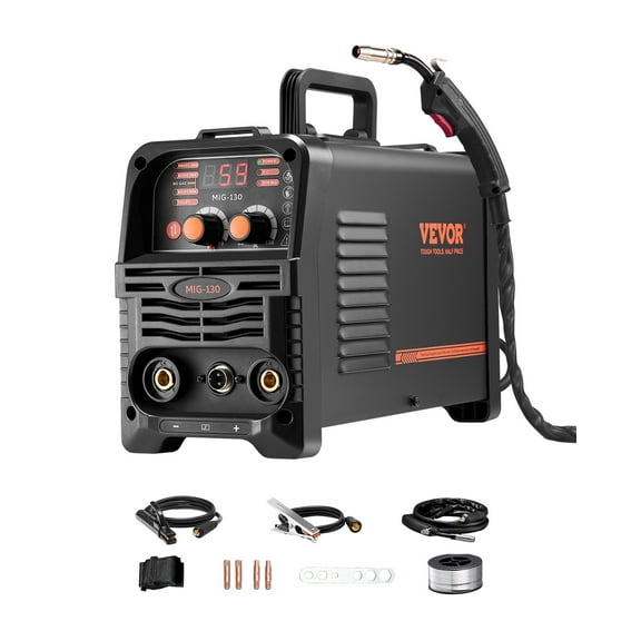 VEVOR MIG Welder,130Amp Synergic Mig Welding Machine, 3-in-1 Flux Core MIG/Stick/Lift TIG Multi-Process Welder Machine, 110V Portable Mig Welder with IGBT Inverter Technology & Digital Display Screen