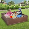 thumbnail image 4 of Gymax Kids Outdoor Sandbox 48.5'' x 48.5'' x 12.5'' Large HDPE Sandpit with Oxford Cover Brown, 4 of 10