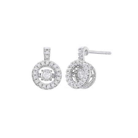Circular Gemstone - 1/4 Ct Dancing Natural Diamond Circular Stud Earring In 10K Solid Gold