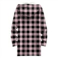 thumbnail image 5 of Zedker Elegant Plaid Prints Casual Hooded Long Sleeve Zipper Jackets for Women, Comfy Inner Fleece Hood Cord Loose Tops with Pockets,Pink,M, 5 of 5