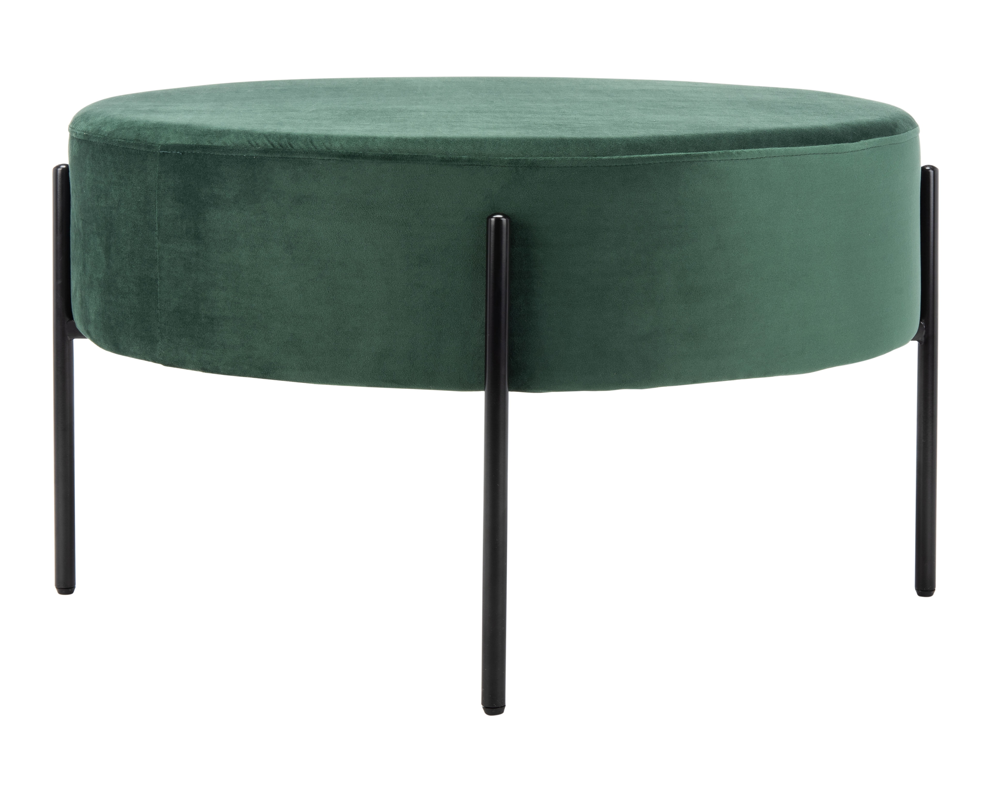SAFAVIEH Lisbon Modern Glam Round Cocktail Ottoman, Malachite Green