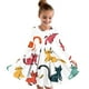 thumbnail image 1 of Odeerbi Niñas Vestido de Patinadora Dibujos Animados Vestidos de Princesa 4-14 Años Niños Graffiti Impreso Cuello Redondo Vestido de Manga Larga, 1 of 4