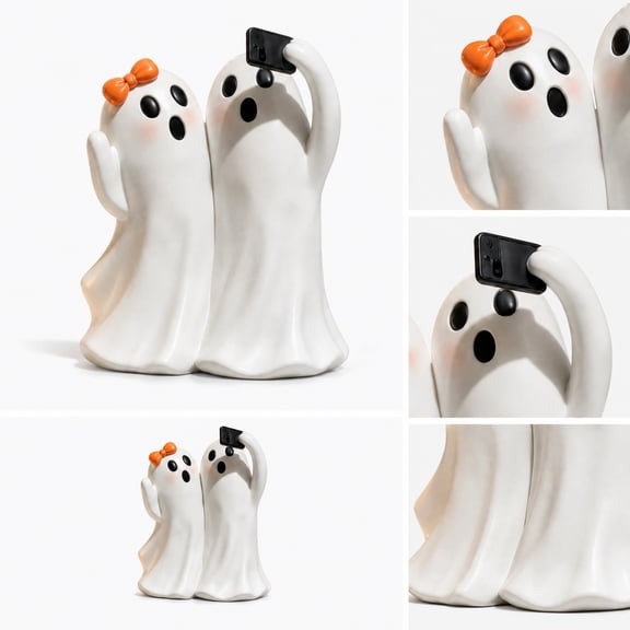 Halloween Couple Ghost Resin Statue, Selfie Figure for Tiered Tray, Home Decor, Fall Figurine for Tabletop, Cute Halloween Decorations for Home