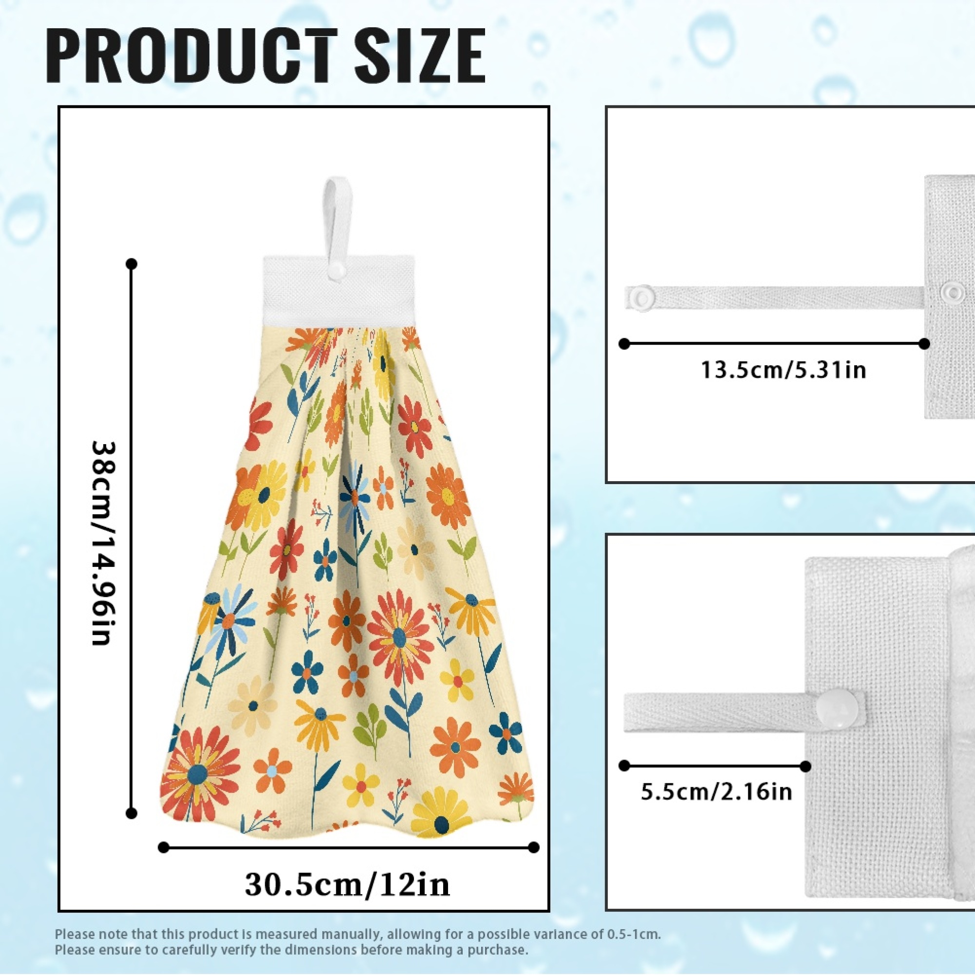 SEANATIVE Flowers Hand Towels with Hanging Loops Absorbent Hand Tie Towel Fast Drying Hand Towels for Wiping Hands Machine Washable Hang Towel for Home Bathroom Kitchen Decor 3 Piece