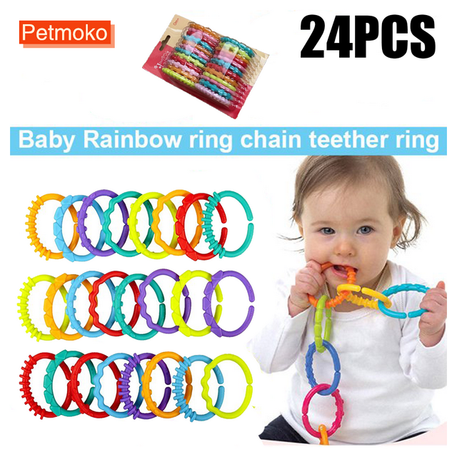 24 Pack Baby Rings Link Toys for Hanging Toys, Connecting Rings Toys