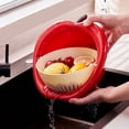 thumbnail image 4 of FENGGHAO Double Layer Large Capacity Fruit and Vegetable Drain Basket Rinsing Filter Bowl Colander for Kitchen Home Picnic Camping, 4 of 7