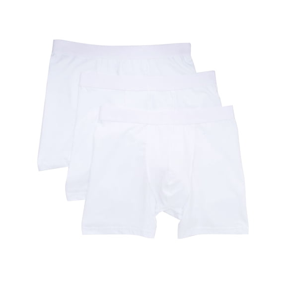 Men's Bread and Boxers 238 Organic Cotton Long Leg Boxer Brief - 3 Pack (White L)