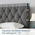 thumbnail image 3 of Full Bed Frame, Full Size Platform Bed With Fabric Upholstered Headboard, Dark Gray, 3 of 6