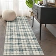 thumbnail image 2 of FairOnly Blue Beige 2'x6'Modern Irregular Grid Washable Indoor Runner Rug Low Pile Stain Resistant Rug for Kitchen Hallway Entrance, 2 of 7