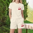 thumbnail image 2 of TOWED22 Kid Toddler Girl Clothes Summer Short Sleeve Graphic Tee Shirt + Shorts Summer Outfits Set(Beige,9-10 Y), 2 of 4