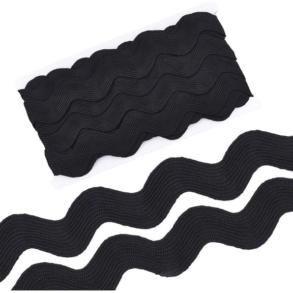 10 Yards 1.57 Inch/ 40mm Black Ric Rac Trim Ribbon Wave Sewing Bending Fringe Trim Rick Rack Wide Christmas Fabric Lace Edging Trimming for Sewing Making Craft Flower Home Party Decor Supply Black