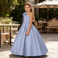 thumbnail image 5 of Cheytotty Kids Party Dress, Bow Sleeveless Summer, Solid Color Fashion Gray 7 Years, 5 of 6