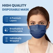 Disposable Face Mask For Adults - Pack Individually Wrapped 4 Ply Protection 5 colors