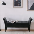 thumbnail image 6 of Andeworld Storage Ottoman Bench with Arms Upholstered Tufted Bench for Bedroom, Entryway, Hallway, Living Room Leather Black, 6 of 6