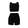 thumbnail image 5 of Idoravan Women Sets Clothing Womens Summer Solid Color Tank Top Drawstring Shorts Casual Sports Suit, 5 of 6