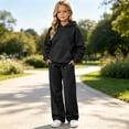 thumbnail image 2 of JAJAHO Girls Sweatsuit 2 Piece Set Long Sleeve Hoodie And Sweatpants Jogger Set Athletic Track Suit For Kids 5-16Y, 2 of 4