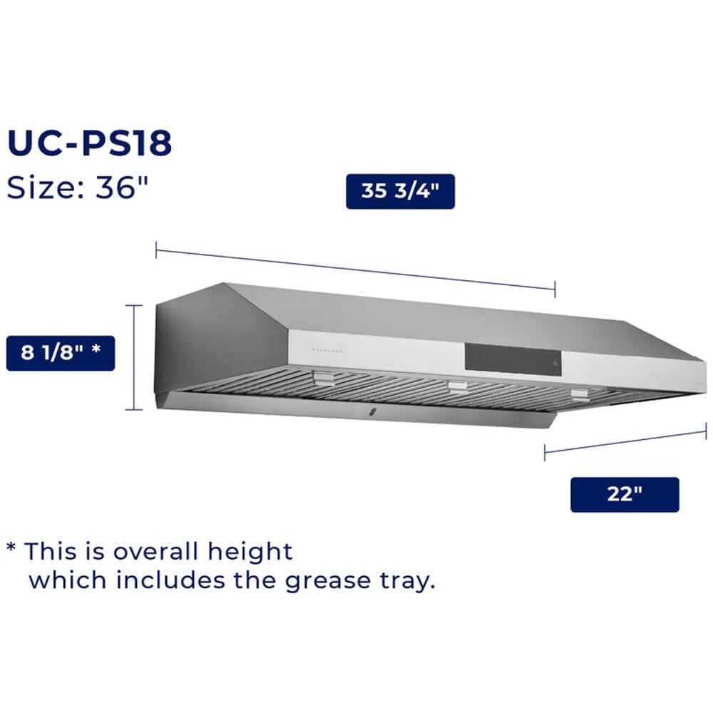 HAUSLANE UCPS18WHT36 36 inch Matte White Under Cabinet Range Hood