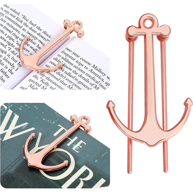 2 Pieces Bookmarks Creative Bookmark Metal Page Holder for Students Teachers Graduation Gifts School Office Supplies (Rose Gold)