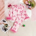 thumbnail image 4 of Otqutp Toddler Baby Girl Fashion Satin Pajamas Set Feather Print Button Down Sleep Shirt Top Pants Bottoms Sleepwear Loungewear Set(1-Hot Pink,6-7 Years), 4 of 9