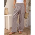 thumbnail image 4 of Wide Leg Pants for Women BWASD Casual Loose Plaid Pattern Flowy Palazzo Pants Baggy High Waist Elastic Trousers Brown S-XXL Summer Beach Vacation Travel 2026, 4 of 6