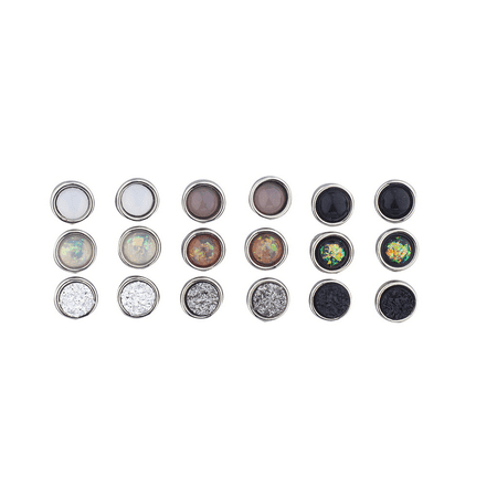 Lux Accessories Silver Tone Assorted Circle Stone Multi Earring Pack Set 9 pics