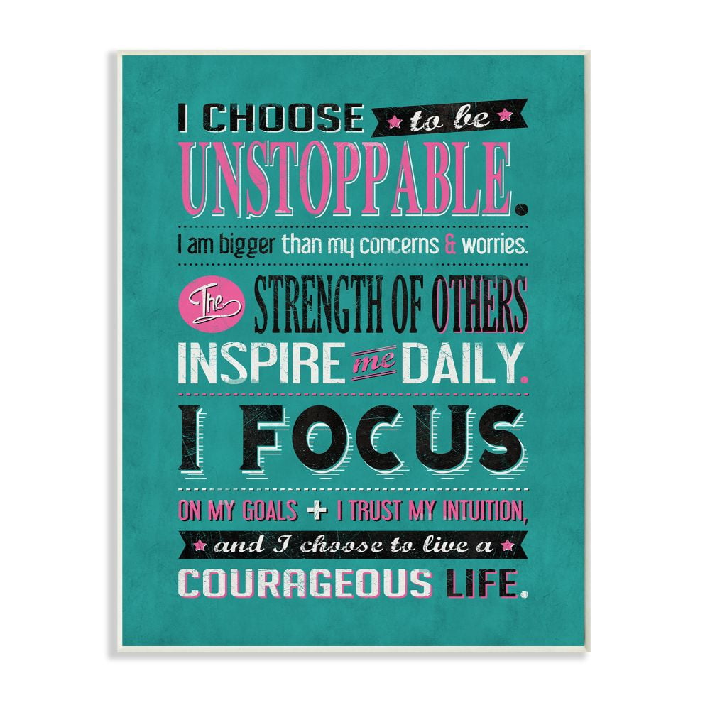 Stupell Industries I Choose Unstoppable Vintage Inspirational Word Design Wall Plaque by Ester Kay