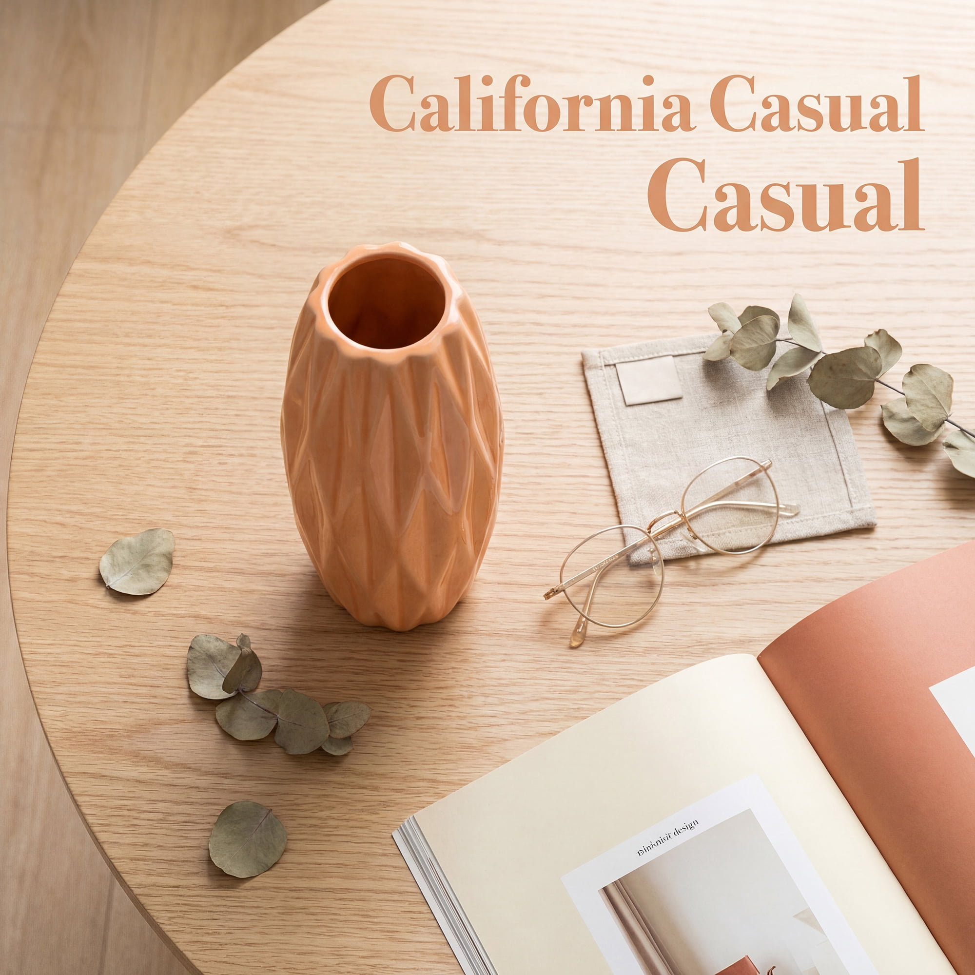Unique Bargains Small Ceramic Modern Vase Matte Decorative Flower Vase for Desktop Orange