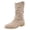 Beige, variant on Women's Mid Calf Boots Extra Wide Slouchy Round Toe Flat Low Heel Riding Boot Side Zip Boho Western Cowboy Booties for Fall Winter Size 6-9