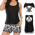 thumbnail image 1 of Gibobby Conjunto de traje de baño de bikini Trajes de baño Tankini para mujer, trajes de baño de 3 piezas, camiseta sin mangas con pantalones cortos para(Negro,G), 1 of 4